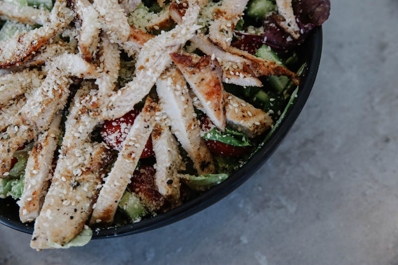 Grilled Chicken Salad with avocado and mixed greens